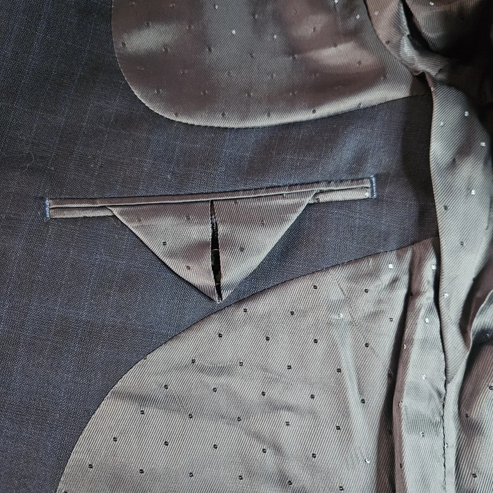 Indochino Cashmere Wool Blue Plaid Windowpane Sport Coat Jacket‎ Blazer 44R NWT
